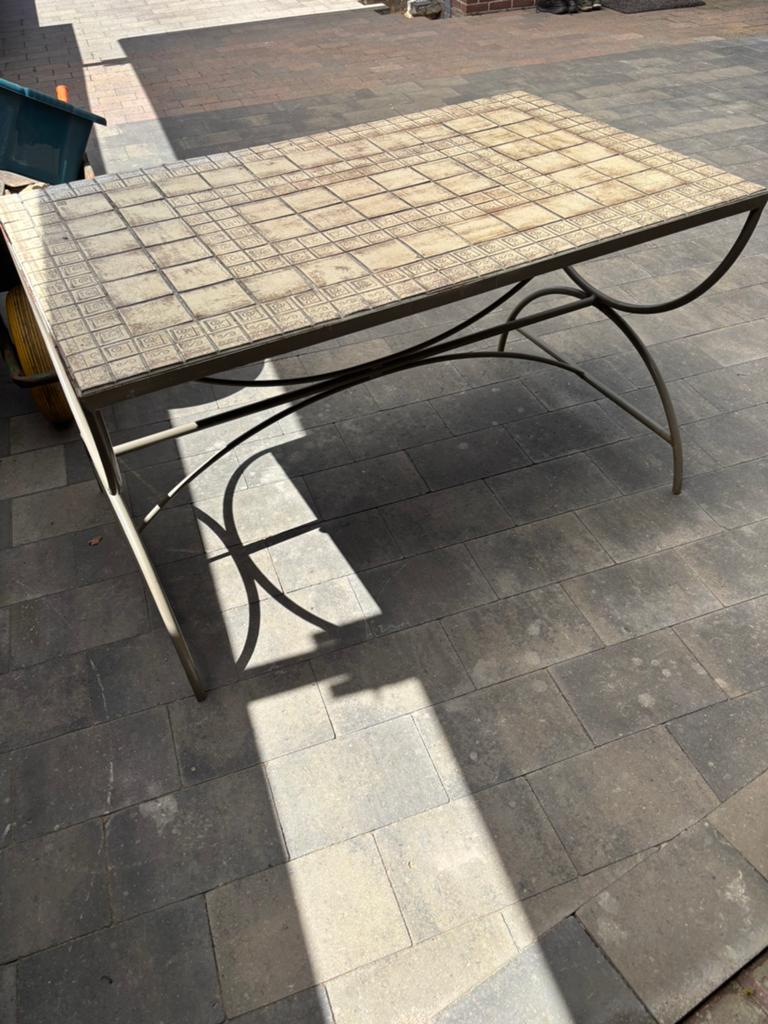 Keramische tuintafel, Tuin en Terras, Tuintafels, Ophalen, Gebruikt, Rechthoekig, Overige materialen