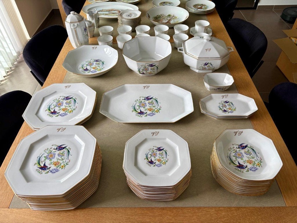 Vaisselle en porcelaine de Limoges (Domino) - état neuf, Collections, Enlèvement, Neuf, Porcelaine, Service complet