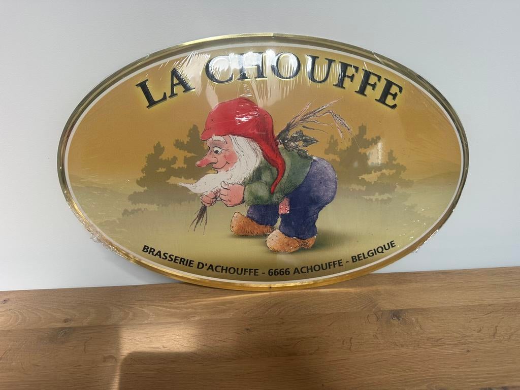 Plaque publicitaire la chouffe, Collections, Marques & Objets publicitaires, Comme neuf, Panneau publicitaire, Enlèvement ou Envoi
