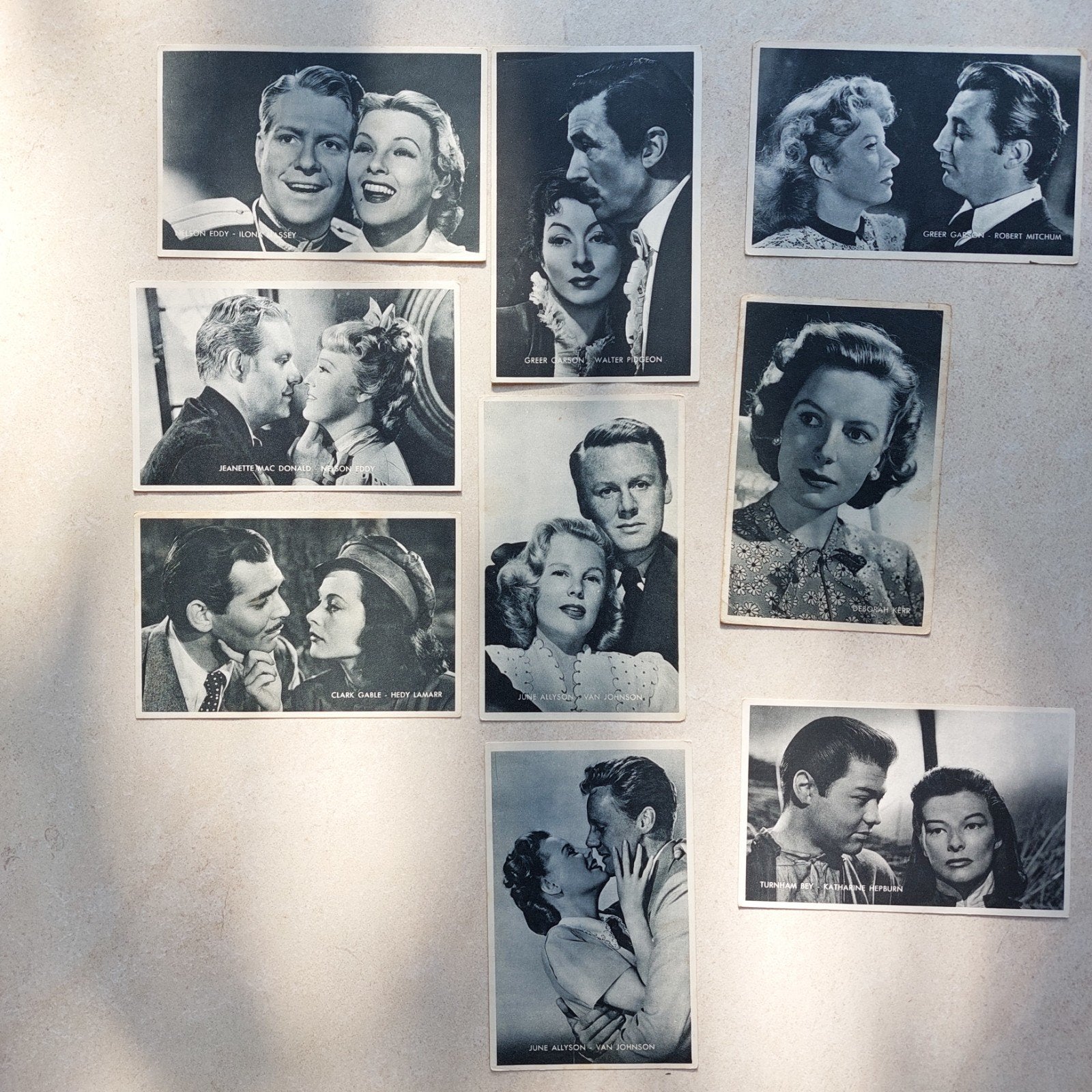 9 fotokaarten filmsterren (uitgave Kwatta), Ophalen of Verzenden