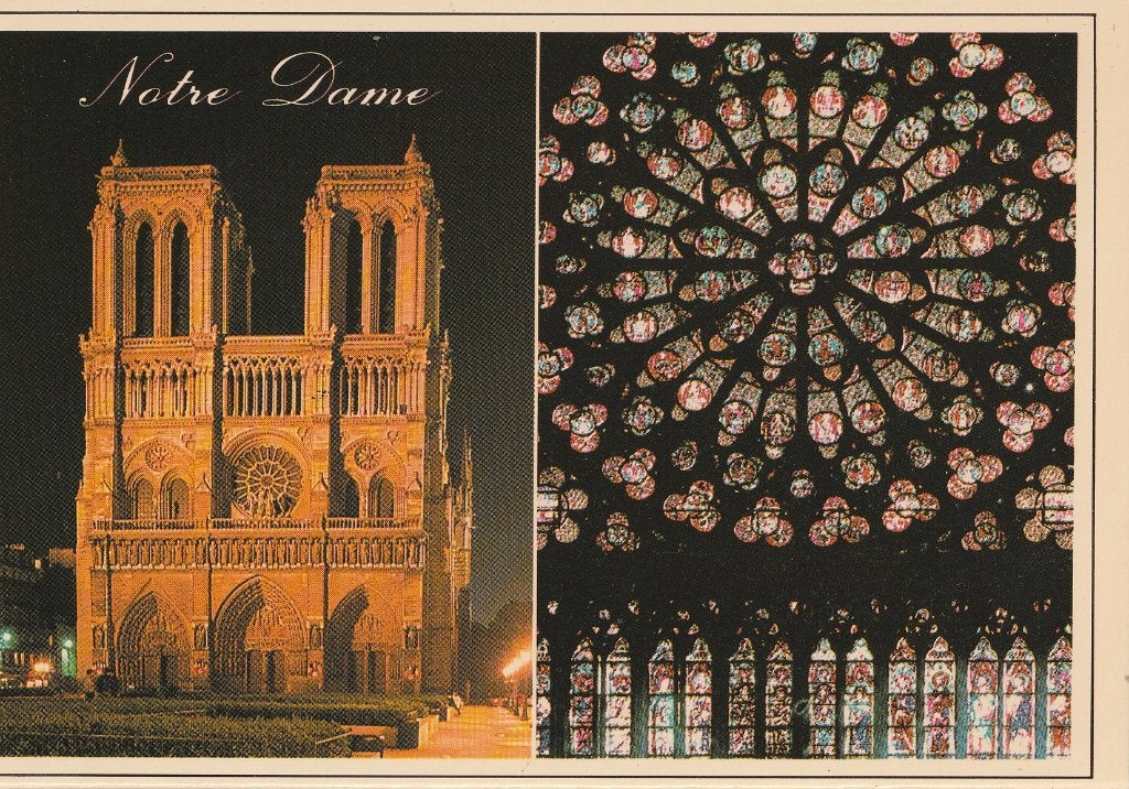 PARIJS -  Kathedraal Notre-Dame + La Rosace Sud, Verzamelen, Ophalen of Verzenden, Ongelopen, Frankrijk
