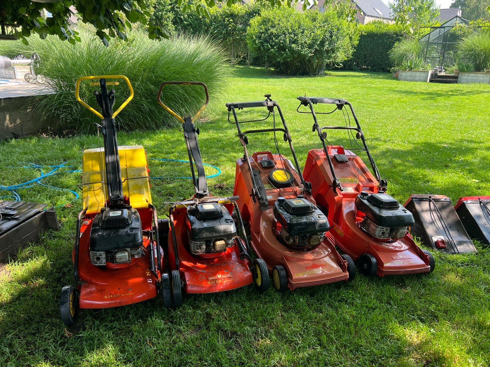 Lot de 4 tondeuses wolf, Enlèvement, Utilisé, 50 cm ou plus, Tondeuses à gazon à essence