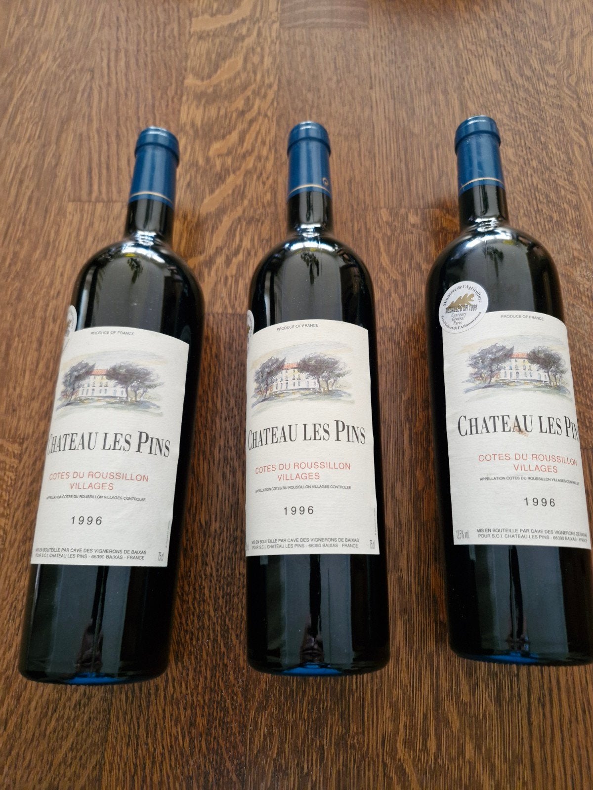 3x Château Les Pins 1996 – Côtes du Roussillon Villages, Ophalen of Verzenden, Rode wijn
