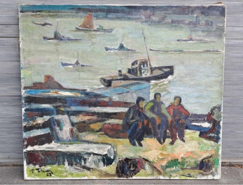 huile sur toile rotterdam signe fernand thon, Enlèvement, Toile