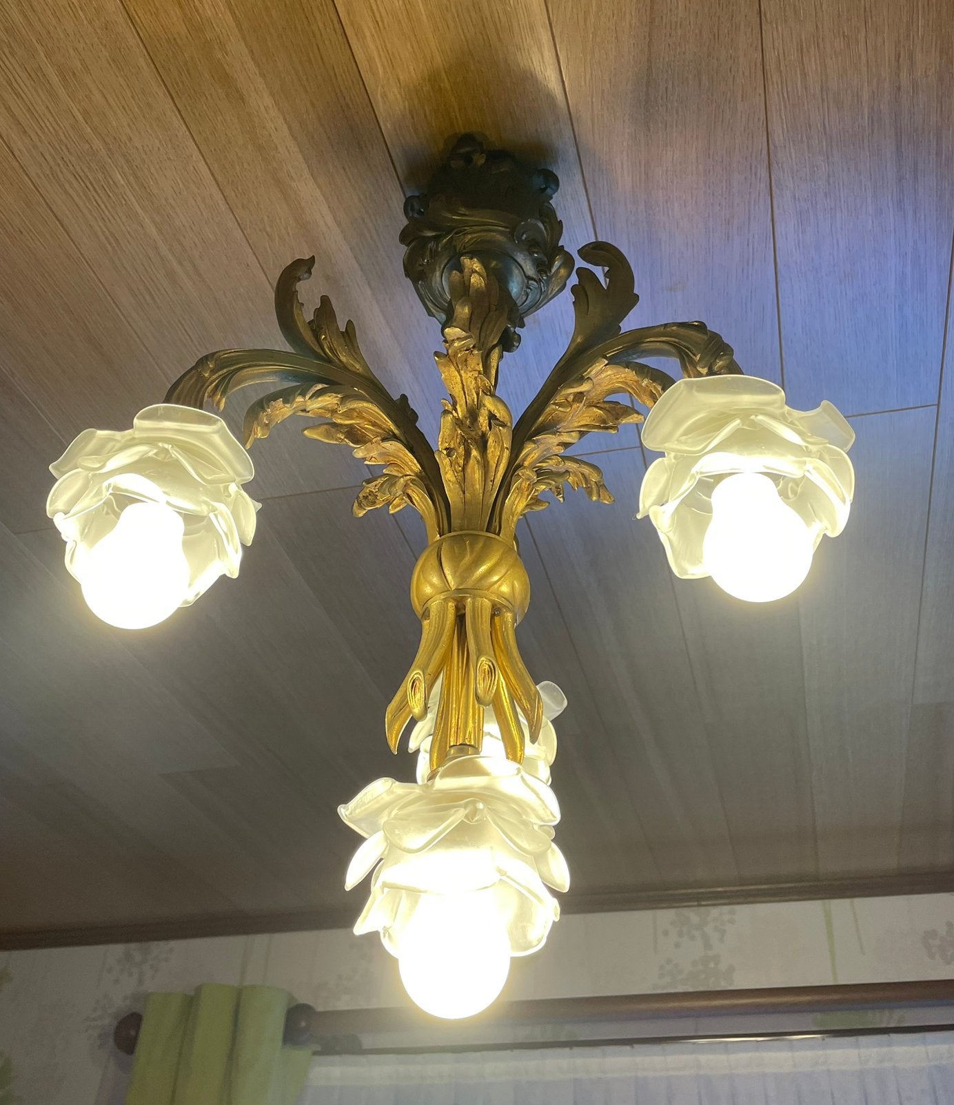 Magnifique lustre en bronze, Antiek en Kunst, Antiek | Verlichting, Ophalen