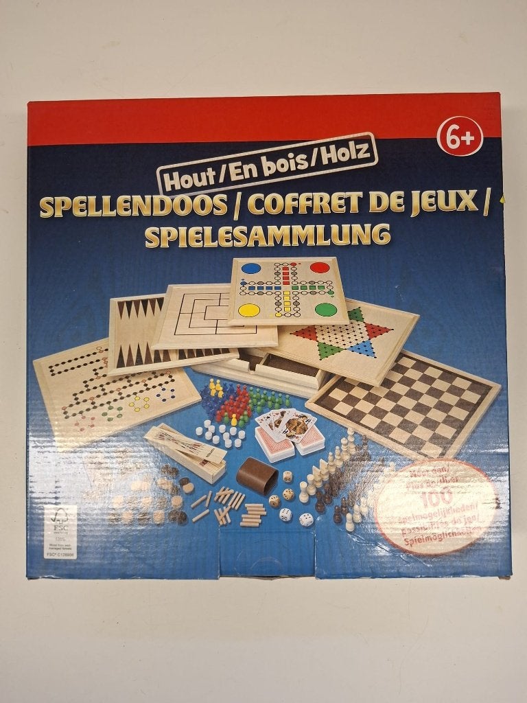 Luxe houten spellendoos (Innovakids) – 100+ spellen! (6+), 1 ou 2 joueurs, Enlèvement, Neuf, Innovakids