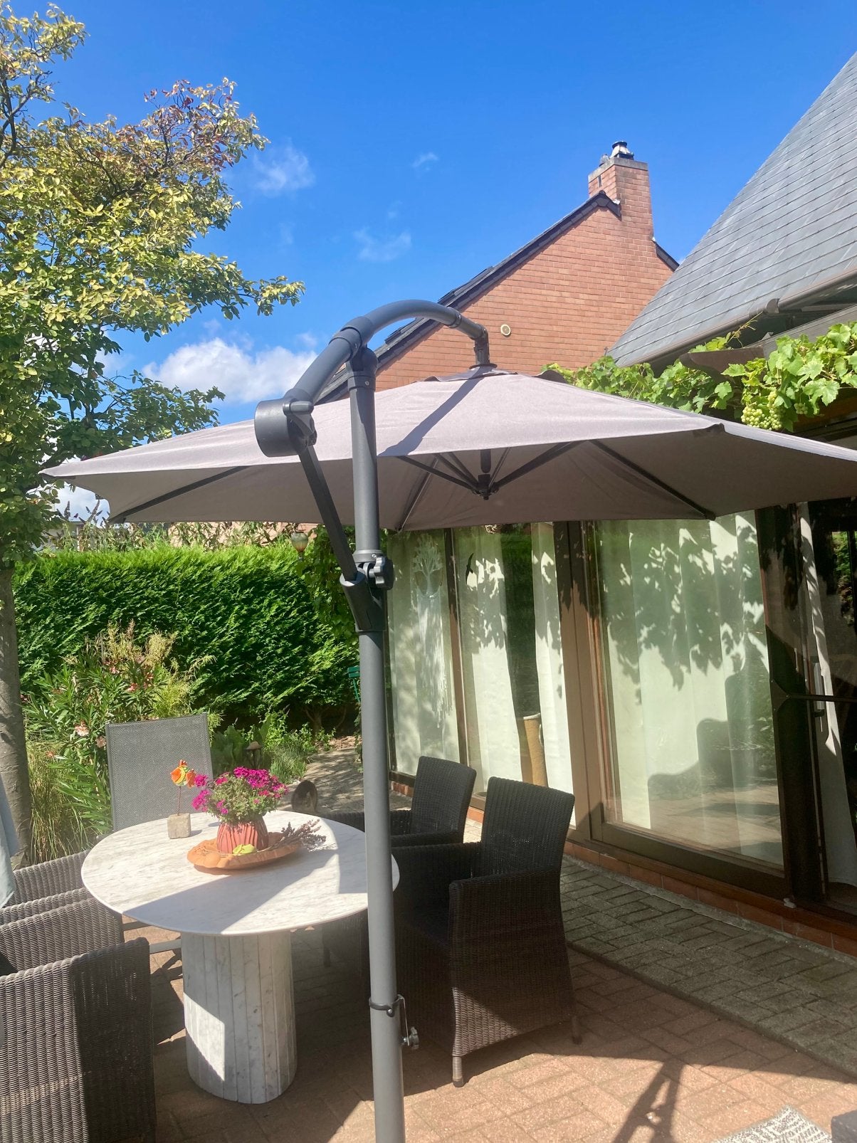 Zweefparasol en voet, Enlèvement, Comme neuf, Parasol flottant, Inclinable