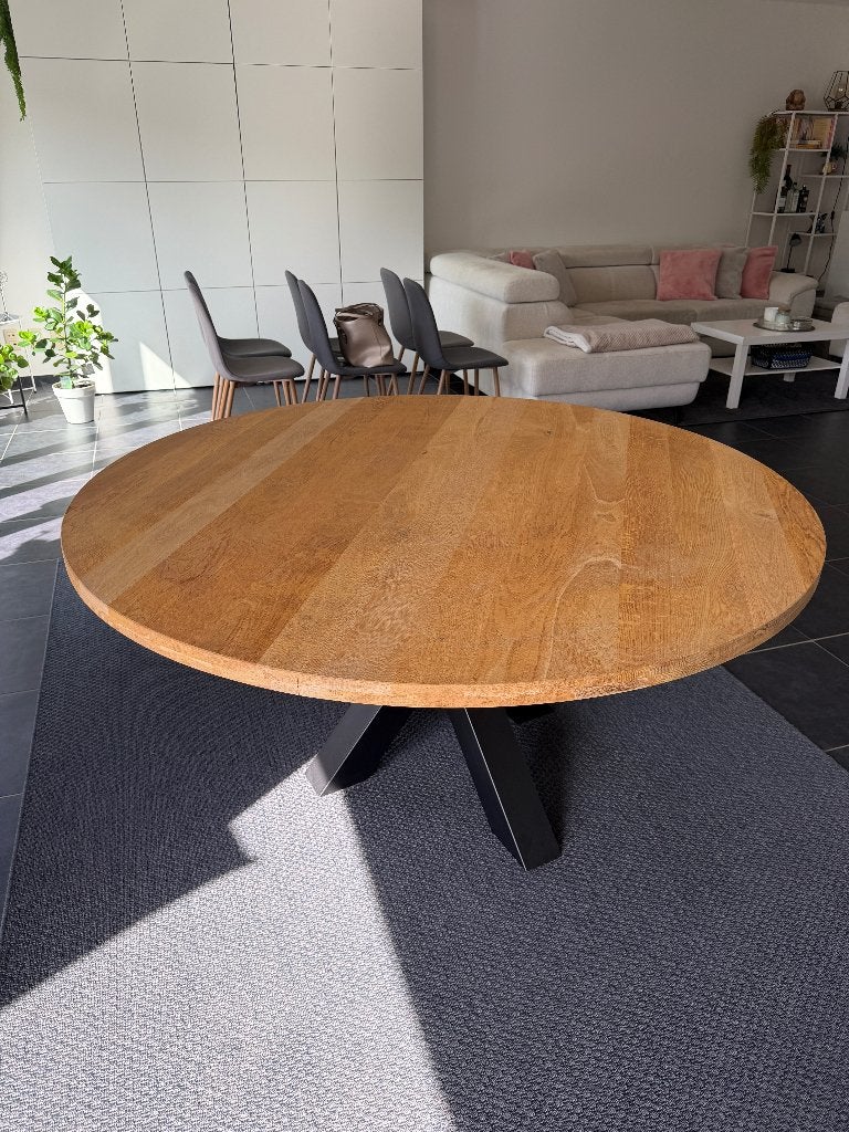 table ronde avec base en métal, Cinq personnes ou plus, Rond, Comme neuf, Enlèvement