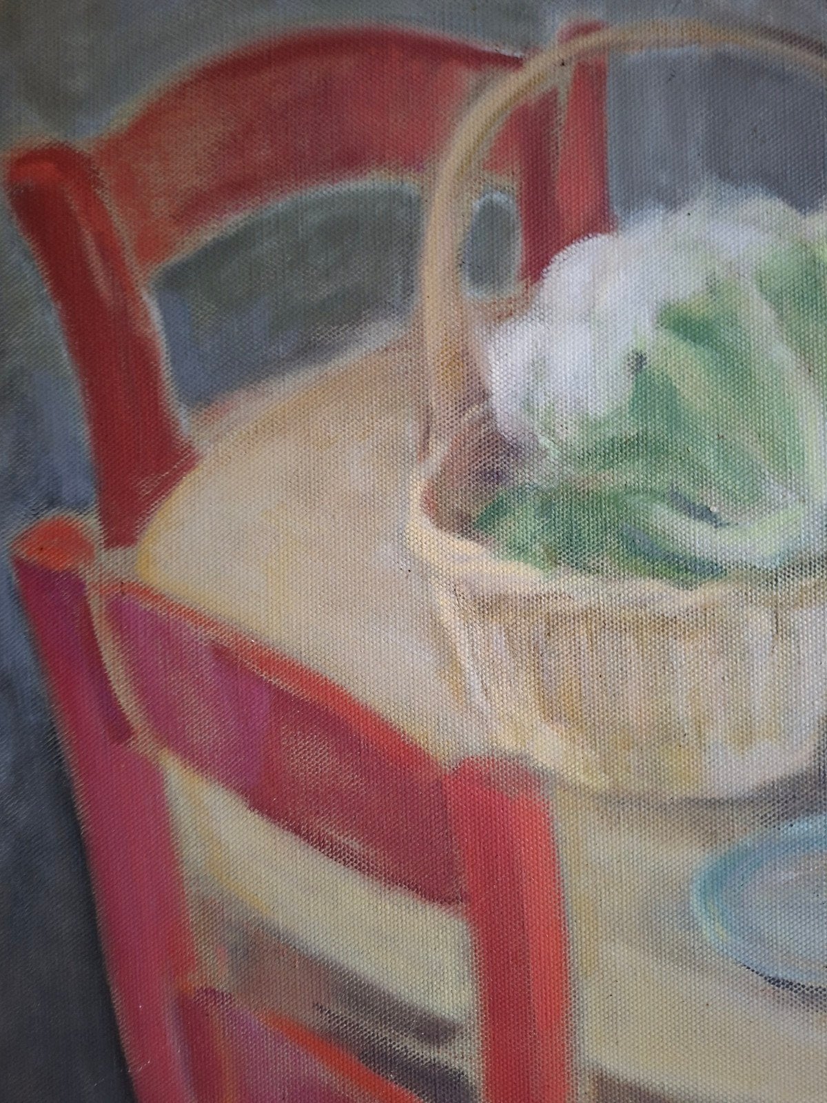 KITSLAAR Hans "Gedekte tafel met rode stoelen " olie op doek, Antiek en Kunst, Ophalen of Verzenden, Doek