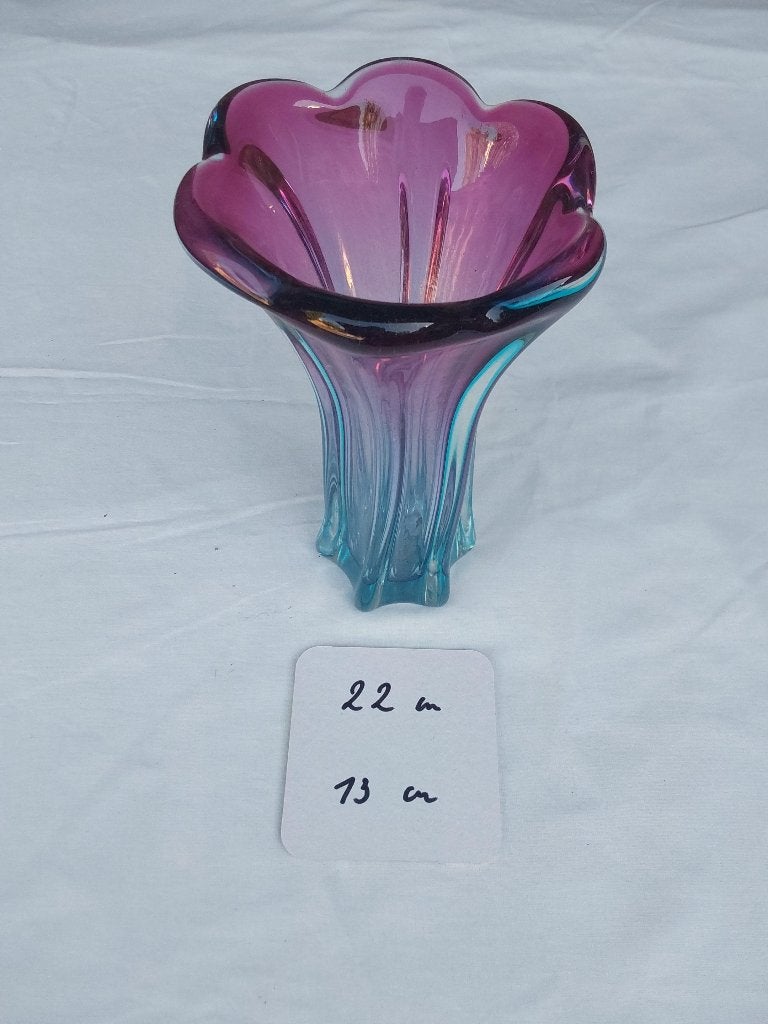 Antieke Glazen vaas 22cm/13cm, Ophalen of Verzenden