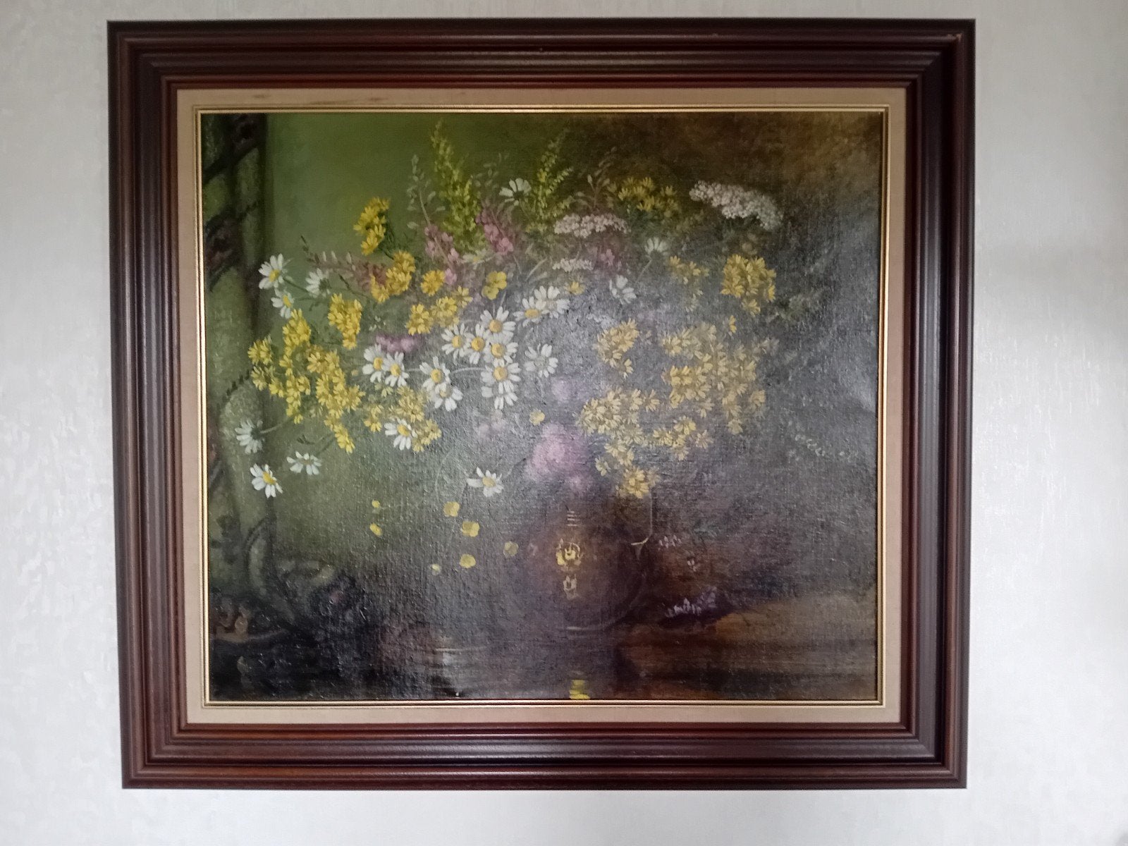 mooi antiek schilder met bloemen, Enlèvement, Encadré, Fleurs, Toile
