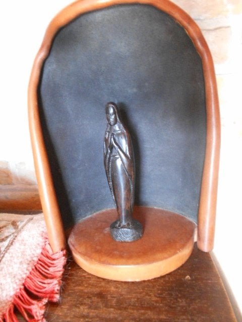 jean roc, artisan, lederen schrijn, jaren 70, Antiek en Kunst, Kunst | Designobjecten, Ophalen of Verzenden, Object, Gemerkt