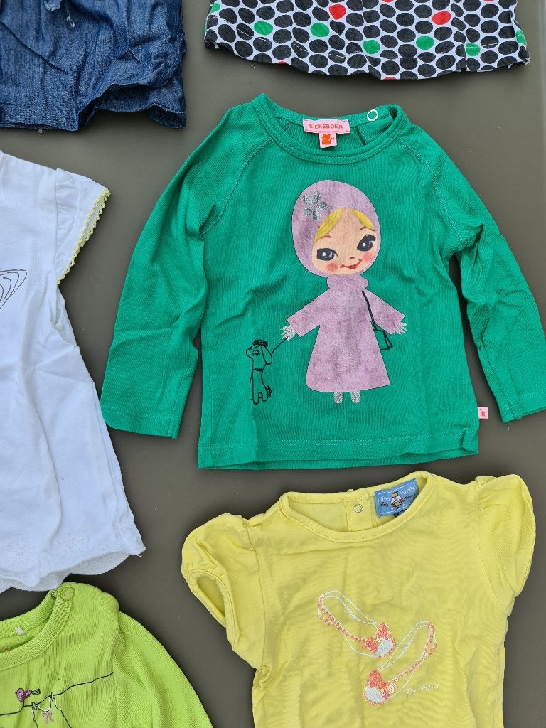 groene longsleeve t-shirt met meisje Kiekeboe 74, Enfants & Bébés, Vêtements de bébé | Taille 74, Enlèvement, Comme neuf, Fille