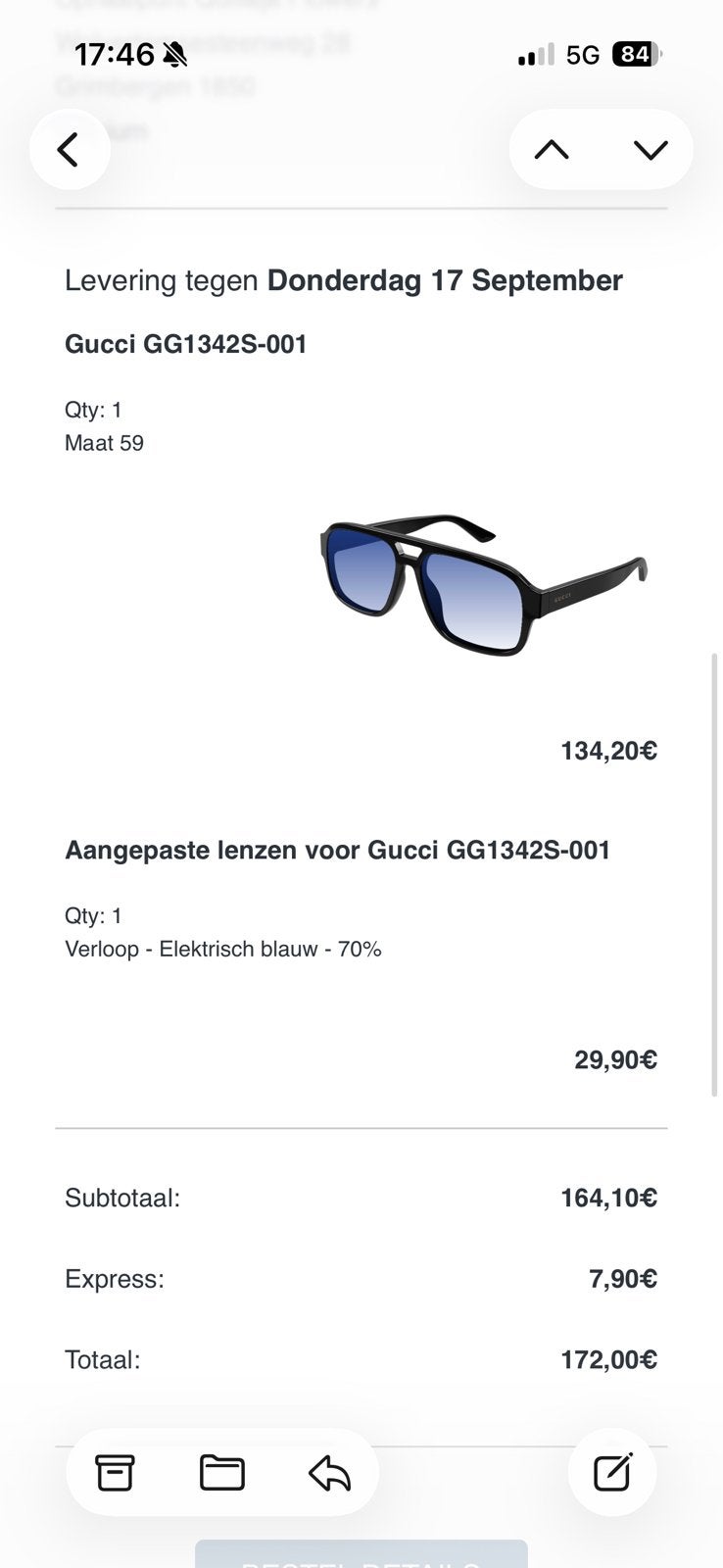 Gucci zonnebril, Overige merken, Zonnebril, Blauw, Nieuw