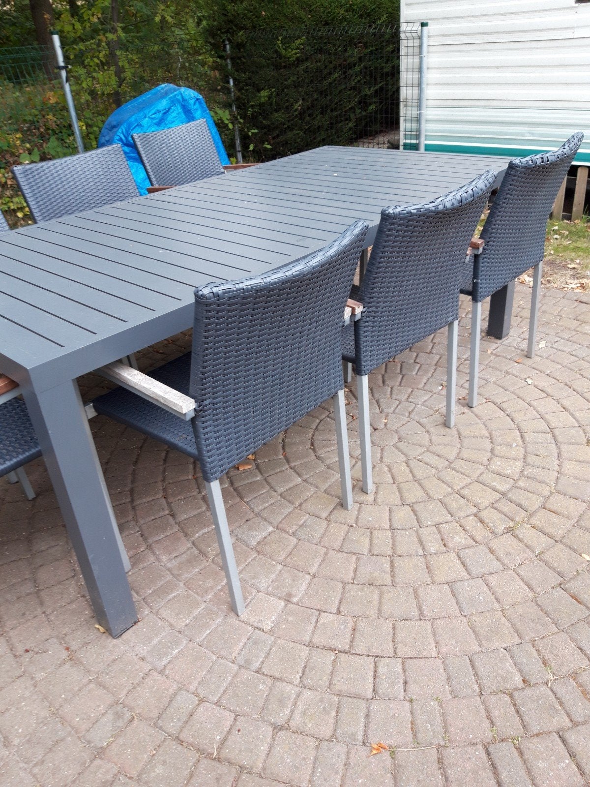 Tafel met 7 stoelen, Tuin en Terras, Ophalen, Aluminium