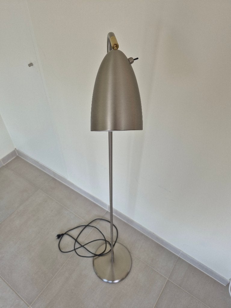 Robuuste vloerlamp (140 cm) - Geborsteld staal, GU10, Enlèvement, Utilisé, 100 à 150 cm
