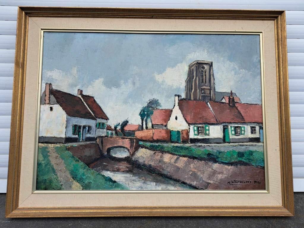huile sur toile Lissewege signe Maurice WAETERLOOS, Antiek en Kunst, Kunst | Schilderijen | Klassiek, Ophalen of Verzenden