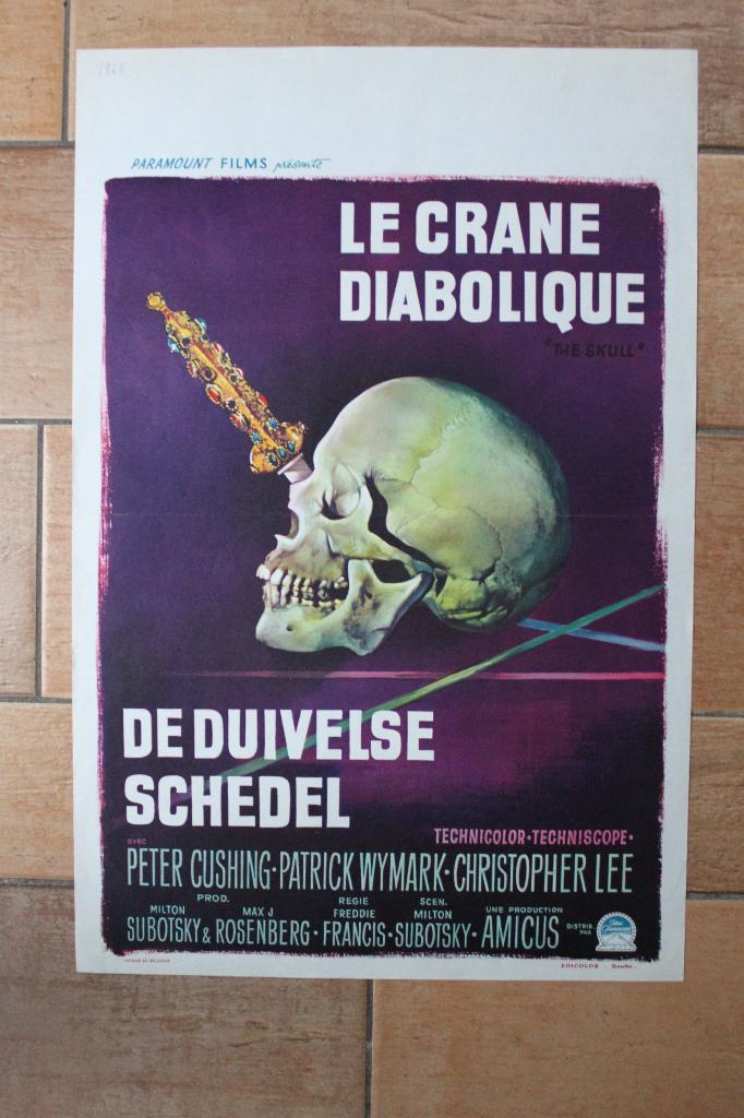 filmaffiche The Skull 1965 Peter Cushing filmposter, Enlèvement ou Envoi, Rectangulaire vertical, A1 jusqu'à A3, Comme neuf