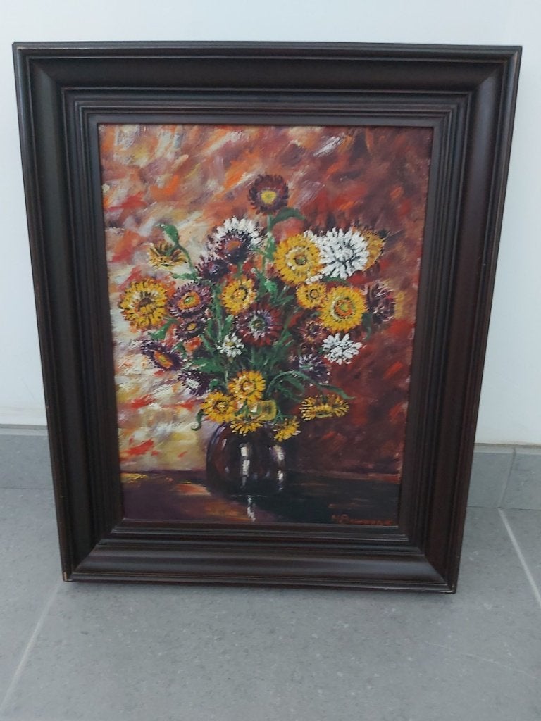 schilderij vaas met bloemen, Ophalen, Ingelijst, Bloemen