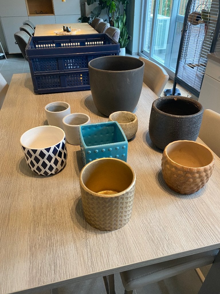 Bloempotten set gratis, Tuin en Terras, Ophalen, Gebruikt, Aardewerk
