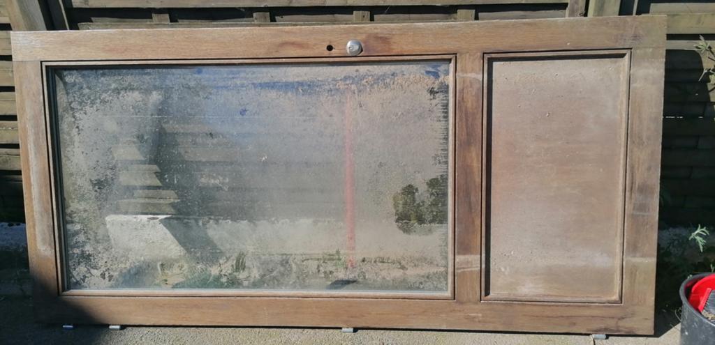 Veiligheidsdeur meranti-hout/glas, Ophalen