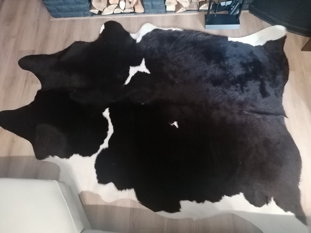 Grand tapis véritable peau de vache, Maison & Meubles, Noir, 200 cm ou plus, 150 à 200 cm, Enlèvement