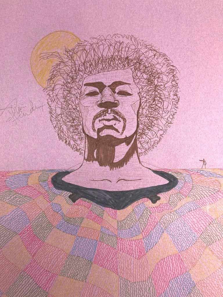 JIMI HENDRIX SIGNED !! Artwork 60's Dwight Russ Verification, Antiek en Kunst, Verzenden