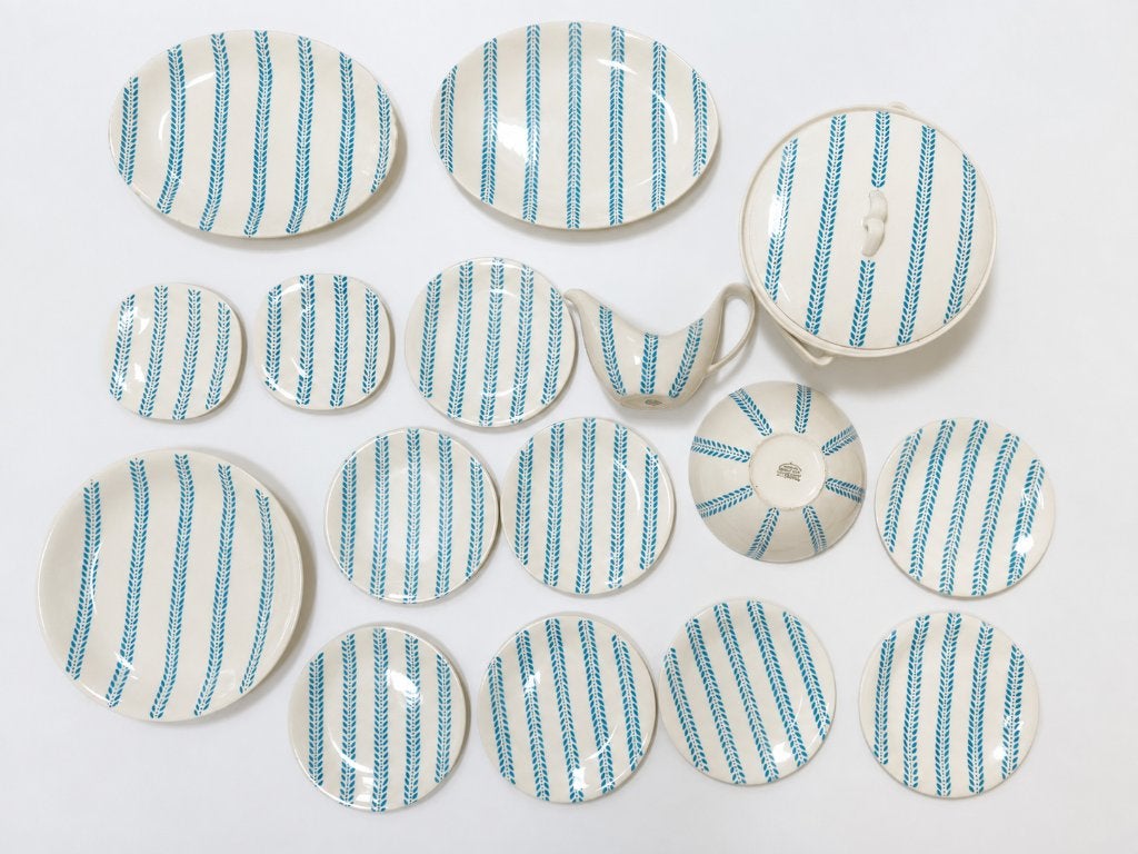 Boch Saturne Korenaar lichtblauw – vintage servies 16 stuks, Antiek en Kunst, Ophalen of Verzenden