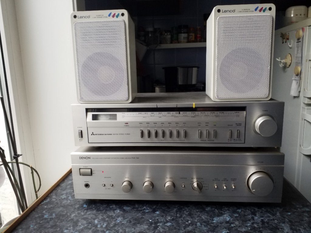 Denon PMA 360 2 x 60W , Mitsubishi tuner, 2 Lenco boxen 100W, Denon, 60 à 120 watts, Comme neuf, Enlèvement