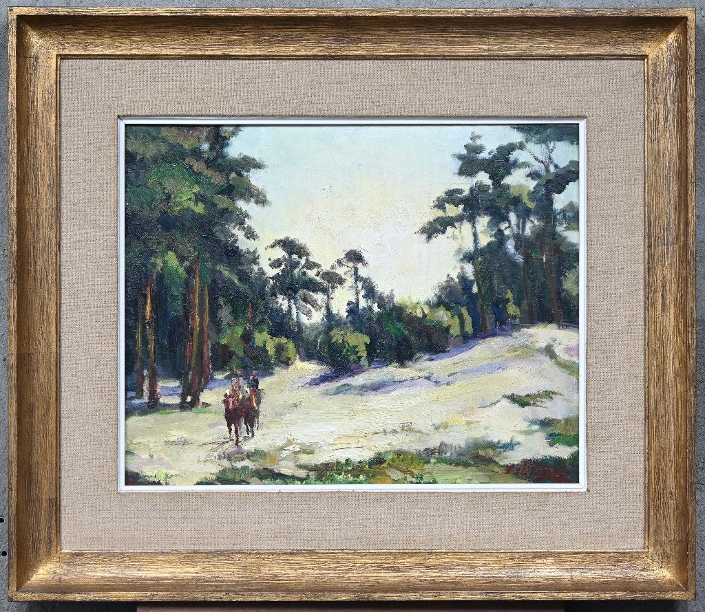 Joseph Tilleux  1896 - 1978  Bos met Ruiters, Verzenden, Gesigneerd
