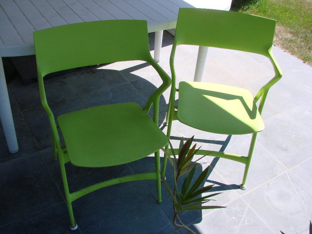 2 tuin-terras stoelen: inklapbaar, Jardin & Terrasse, Chaises de jardin, Enlèvement, Utilisé, Synthétique, Pliant