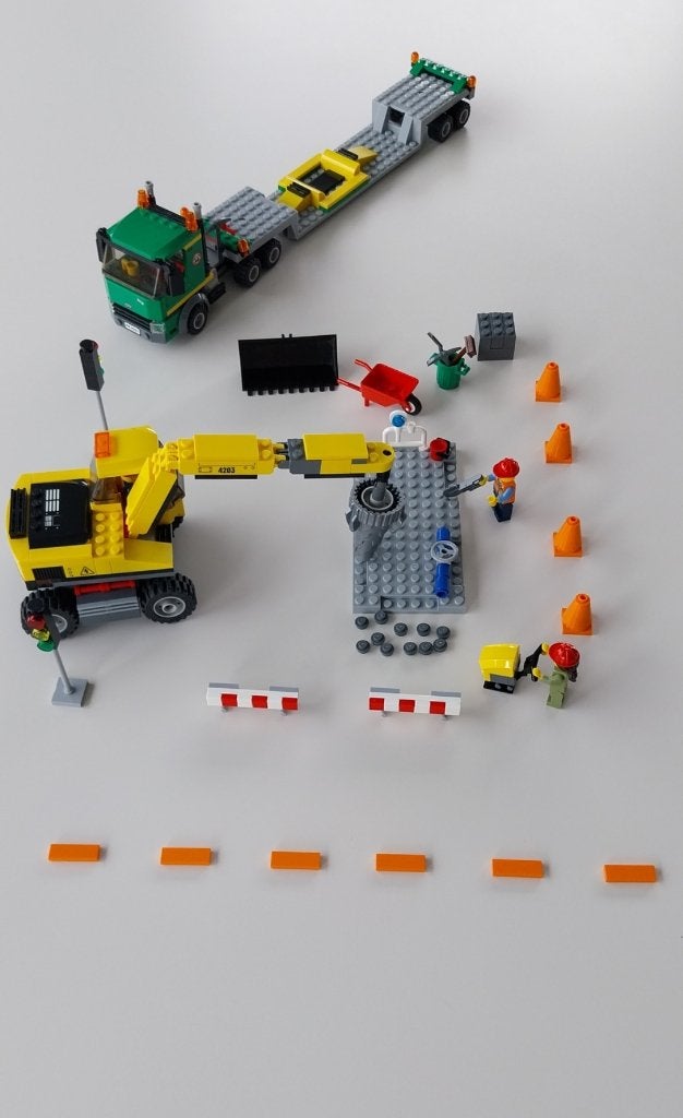 Lego wegenwerken + 4203 graafmachinetransport, Compleet, City, Lego, Ophalen of Verzenden