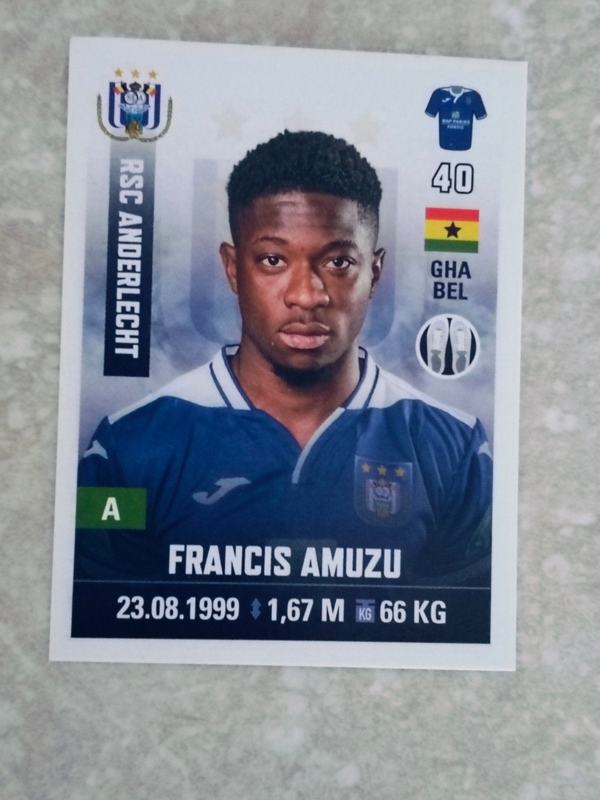 Panini sticker Francis Amuzu Anderlecht, Enlèvement ou Envoi, Autocollant