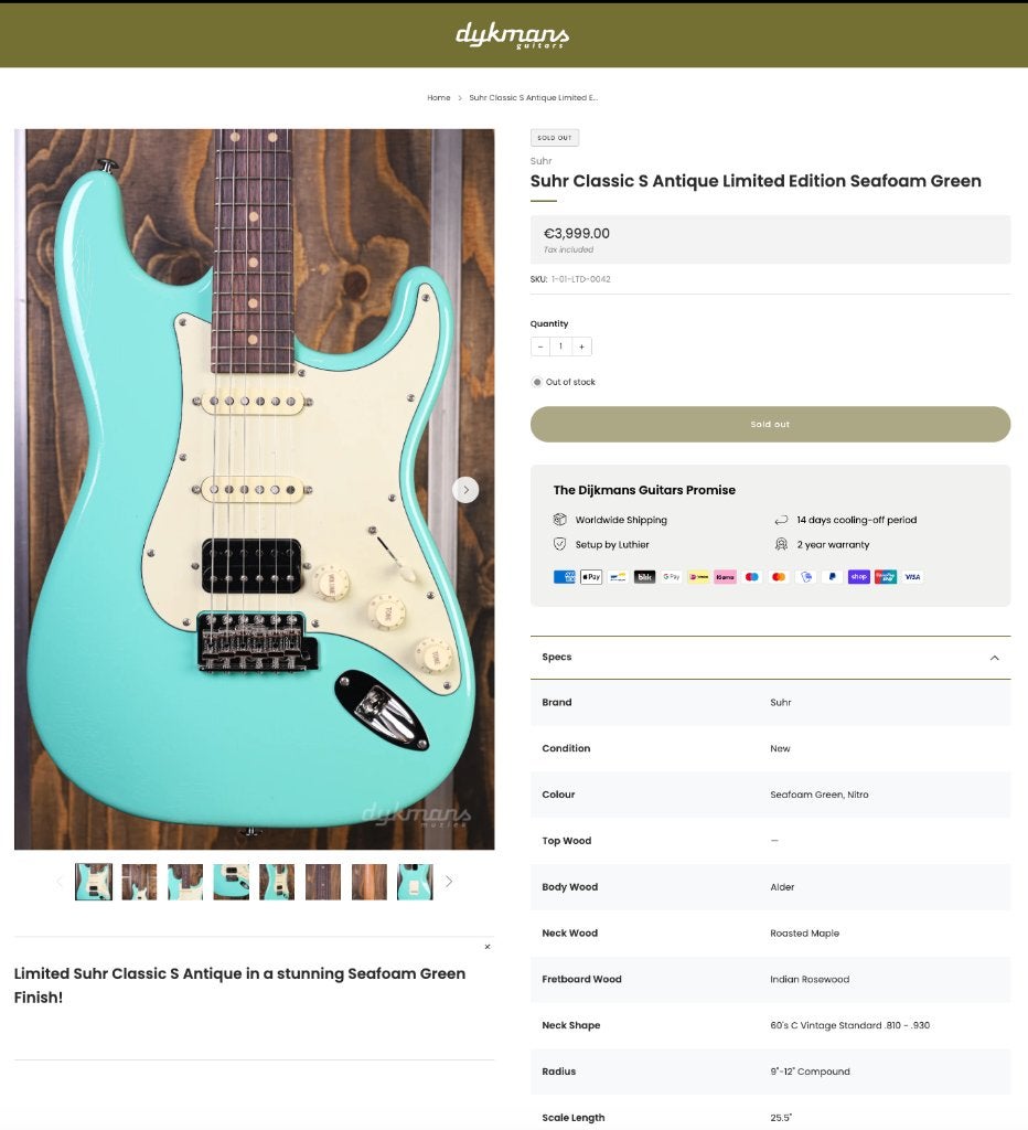 Suhr limited vintage Antique, Ophalen, Nieuw, Solid body, Fender