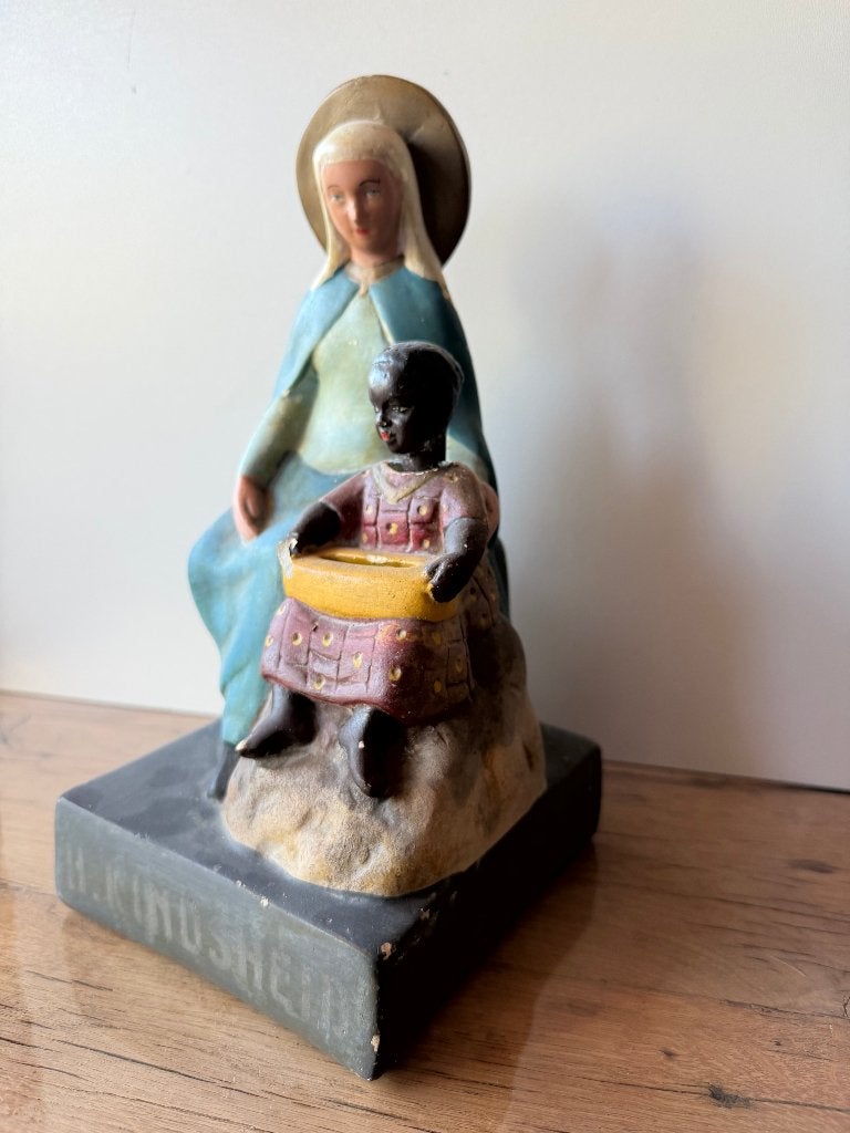 Een gipsen missie spaarpot (ja-knikker), Antiek en Kunst, Ophalen, Gips, Religie