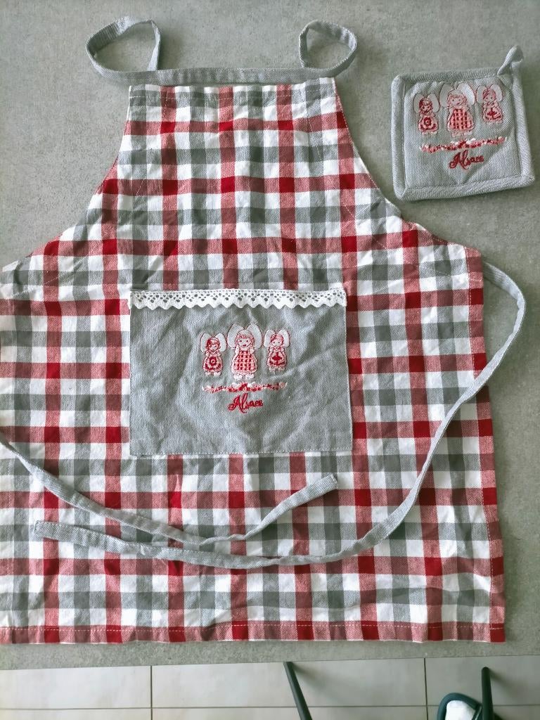 Tablier de cuisine Alsace avec manique et gant pour enfant., Enlèvement, Neuf, Tablier
