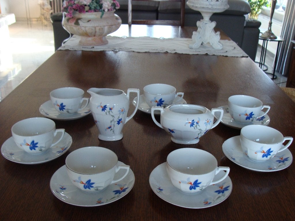 ancien service café, porcelaine, victoria Czechoslovaki,, Enlèvement