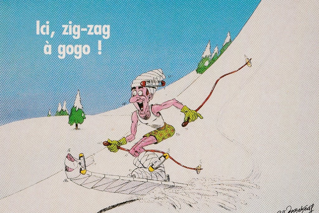 HUMOR -  Plaasteren Patient op de Ski, Verzamelen, Postkaarten | Themakaarten, Verzenden, Ongelopen, Overige thema's