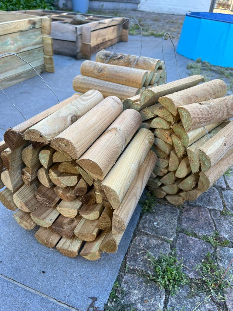 3x rolborders 20cm hoog, Jardin & Terrasse, Clôtures de jardin, Enlèvement, Neuf, Bois, Clôture ornementale