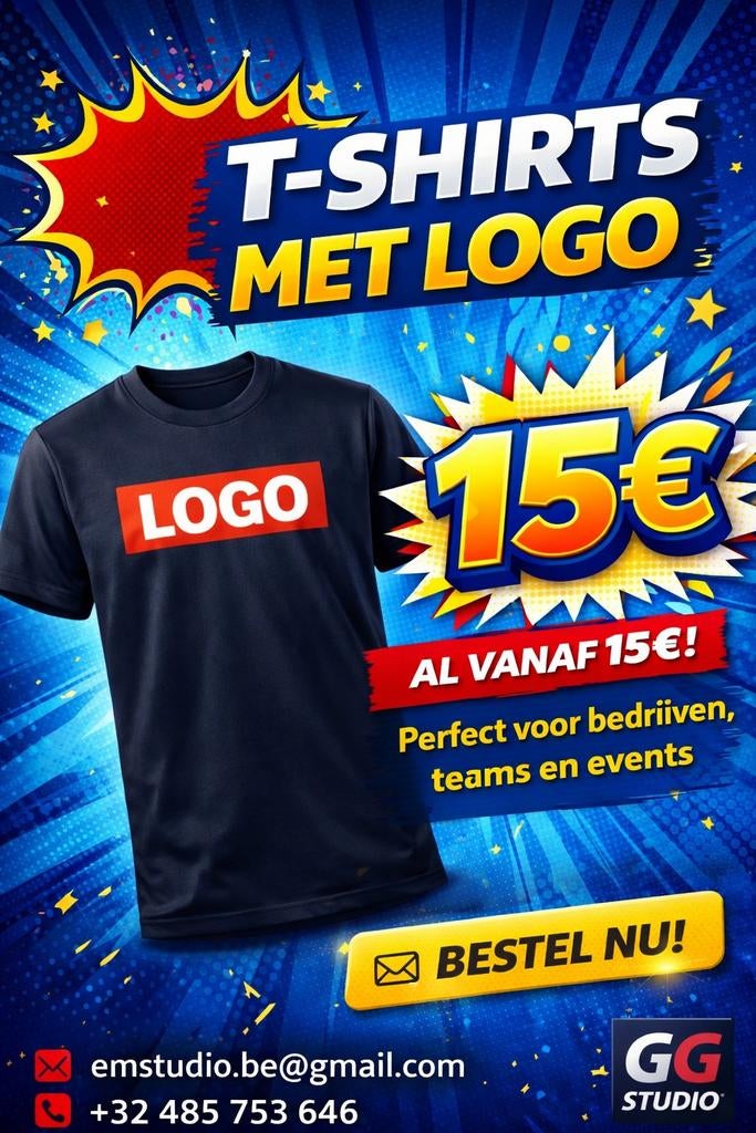 T-shirts met jouw logo al vanaf 15€!, Vêtements | Hommes, T-shirts, Enlèvement ou Envoi