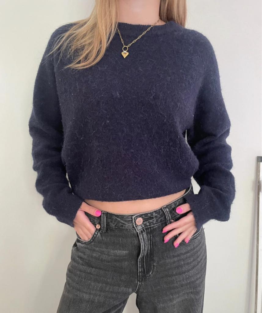 blauwe wollen trui, Kleding | Dames, Truien en Vesten, Verzenden, Zo goed als nieuw, Maat 46/48 (XL) of groter, Blauw