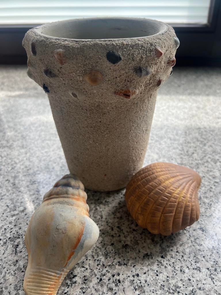 Vase (cache pot) et déco marine en terre cuite, Ophalen, Zo goed als nieuw