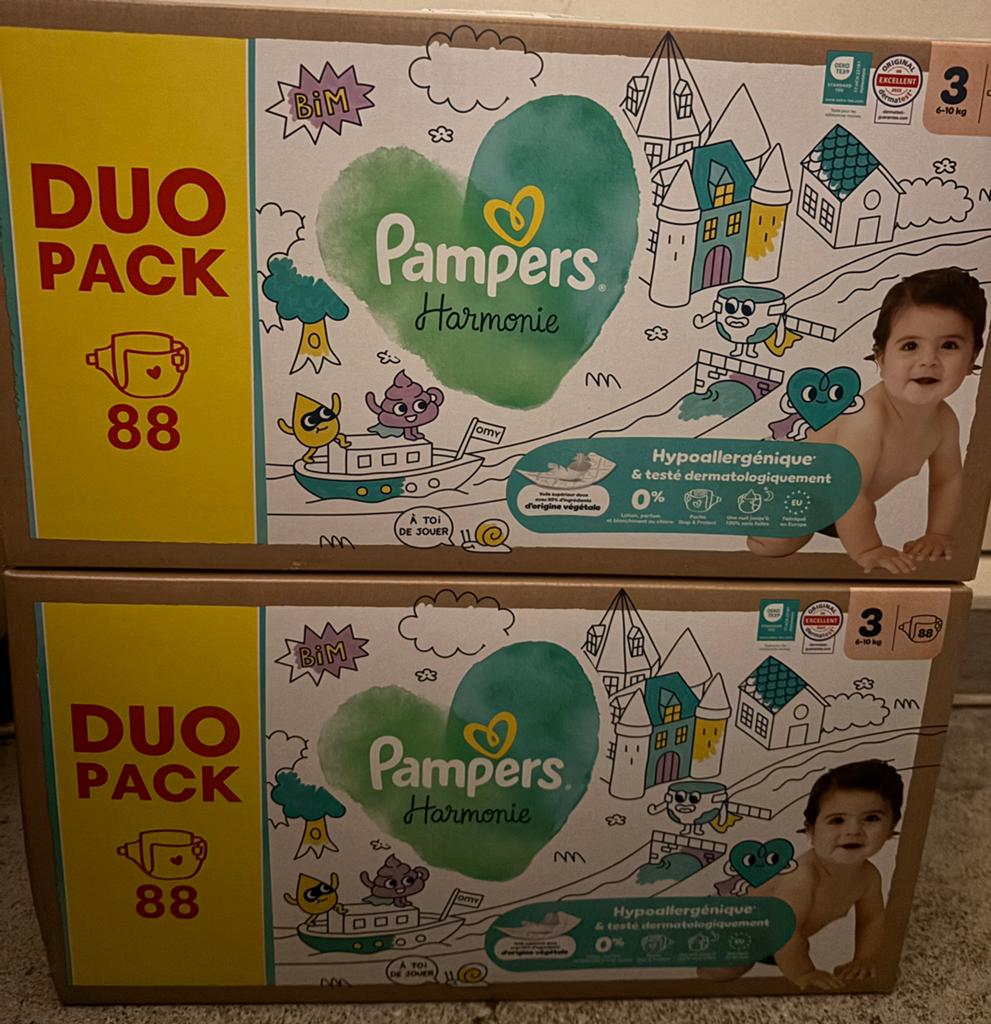 Couches pampers harmonie taille 3 neuf, Envoi
