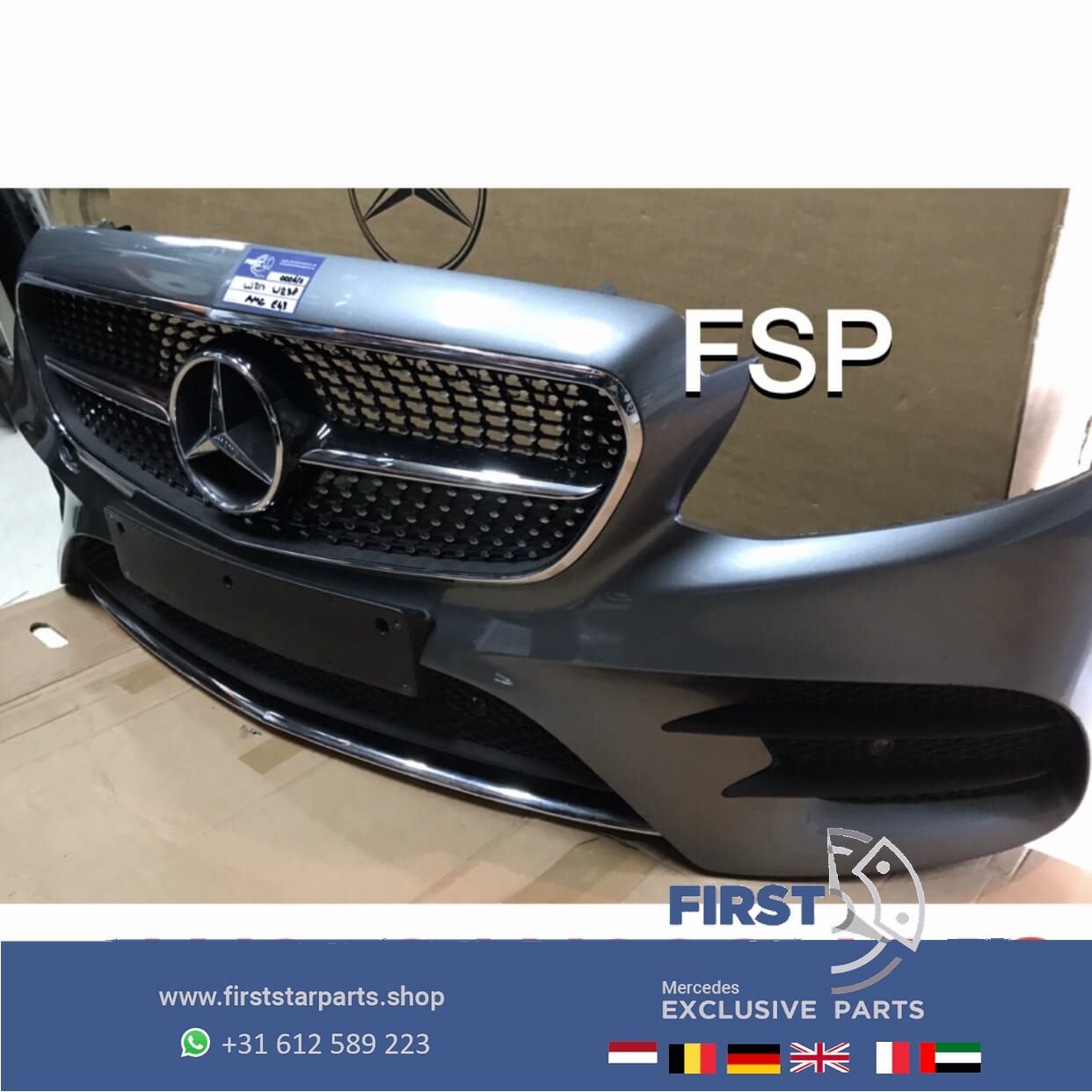 W213 E KLASSE E43 E53 AMG BUMPER GRIJS COMPLEET + DIAMANT GR, -, Voor, -, Bumper