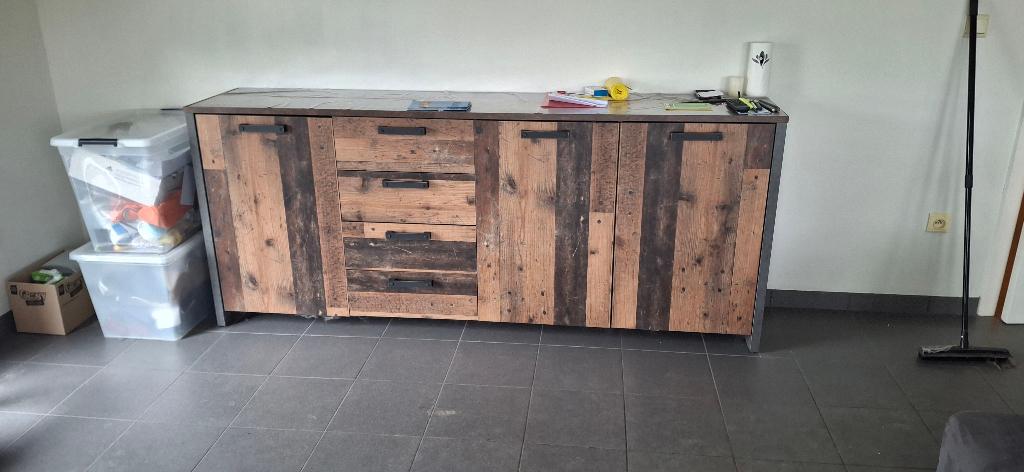 dressoir, tv-meubel en salontafel in industriële stijl, Ophalen, Gebruikt, Met deur(en), 200 cm of meer