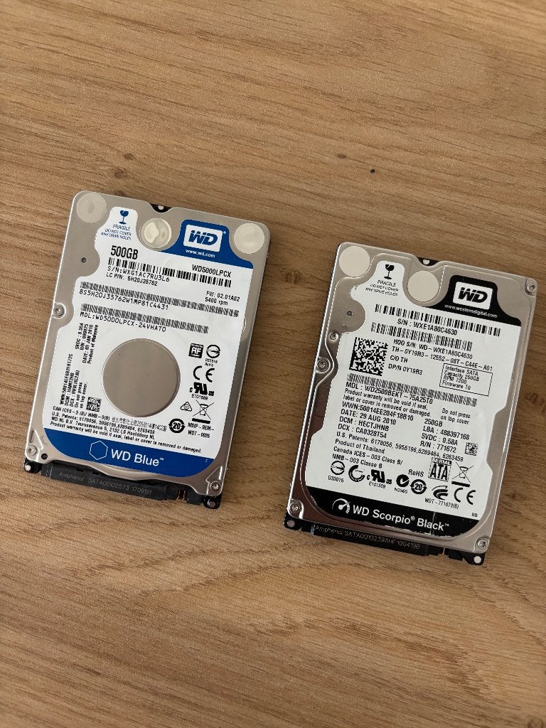 2x WD harde schijf (500 & 250 GB), Computers en Software, Harde schijven, Ophalen of Verzenden