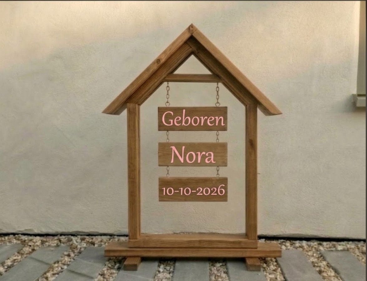 Belle maison avec porte-nom et porte-nom en bois, également, Jardin & Terrasse, Enlèvement ou Envoi, Neuf