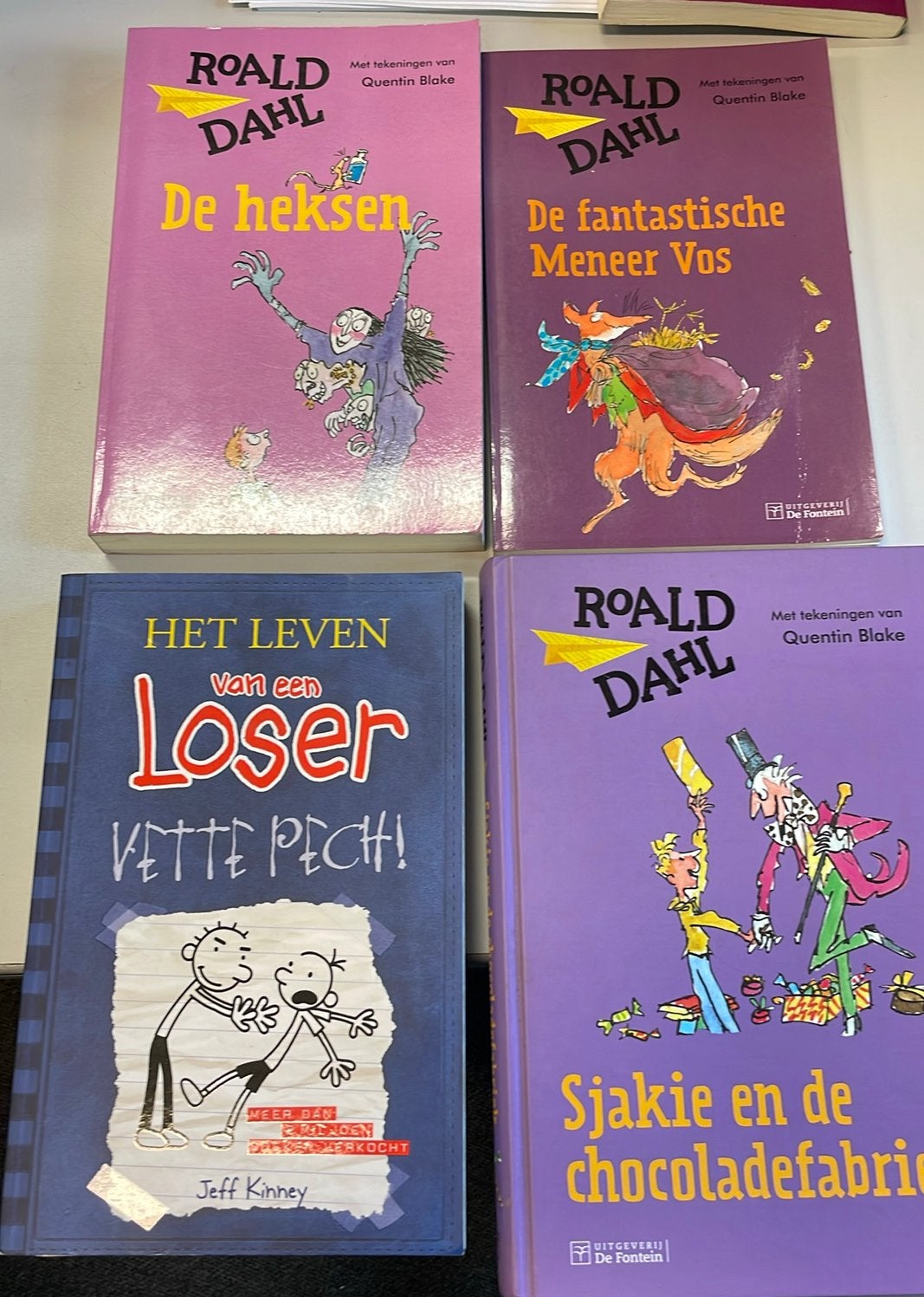 4 kinderboeken Roald Dahl en jeff kinney, Boeken, Ophalen of Verzenden, Zo goed als nieuw