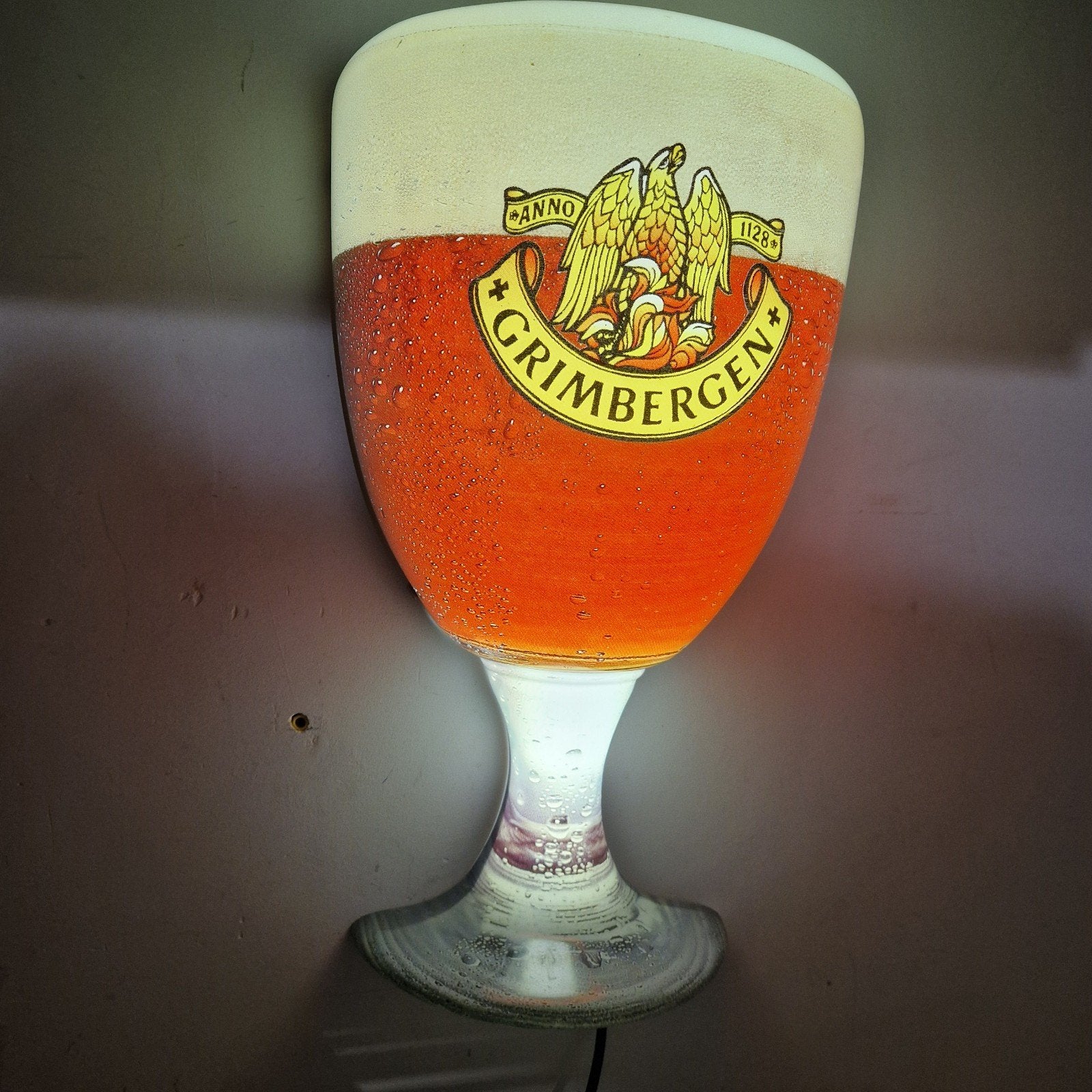 lichtbak ,  lichtreclame bier Grimbergen glas verlichting, Ophalen of Verzenden, Zo goed als nieuw