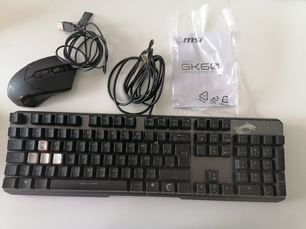 gaming toetsenbord en muis msi, Azerty, Enlèvement, Utilisé, Filaire